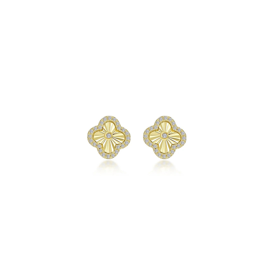 Golden Clover Halo Stud Earrings