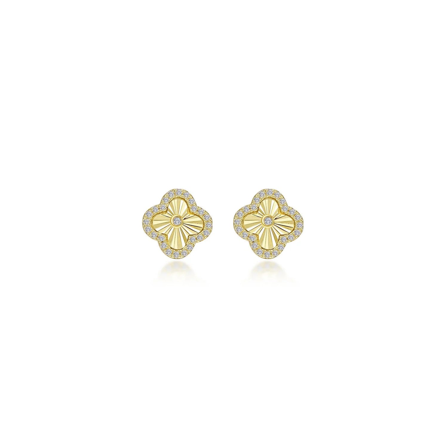 Golden Clover Halo Stud Earrings