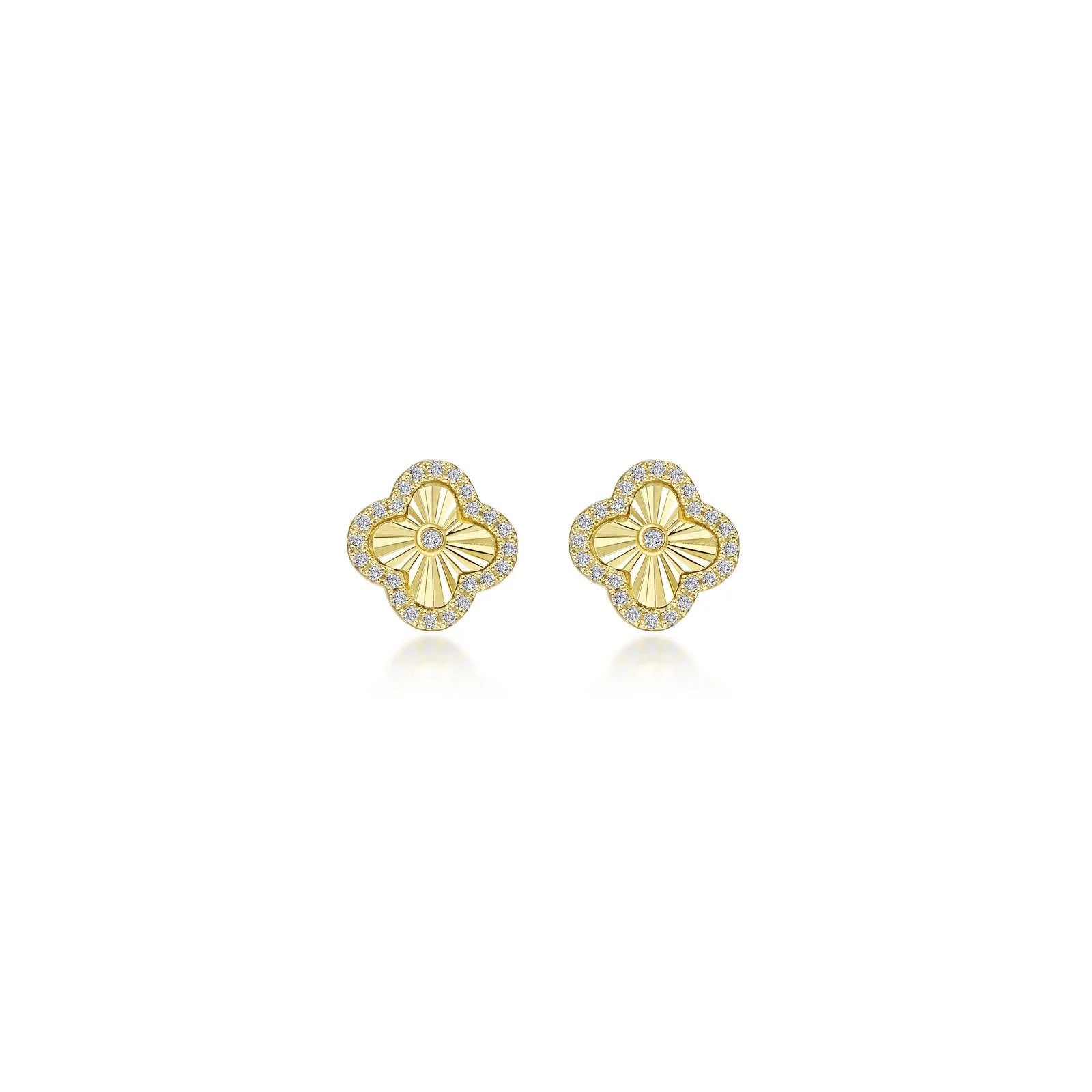 Golden Clover Halo Stud Earrings