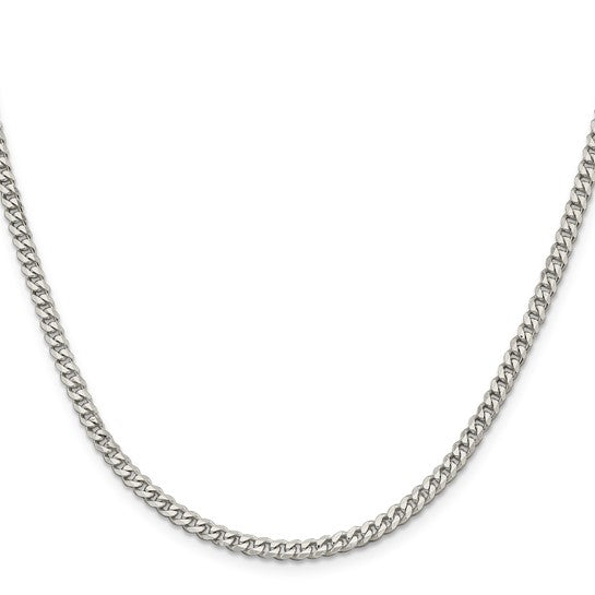 18&quot; Sterling Silver Rhodium-plated 3.5mm Curb Chain