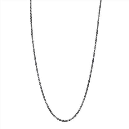1.4mm Rounded Box Chain Blackened Silver 22”