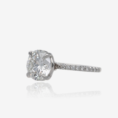 3.5ct Lab Grown Round Diamond Solitaire with Pavé Band 14K White Gold