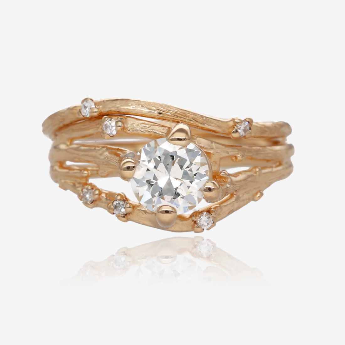 Cherry Blossom Diamond Yellow Gold Wedding Set