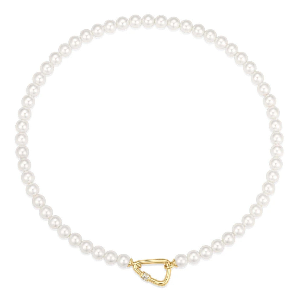 Yellow Lobster Clasp Shell Pearl Necklace