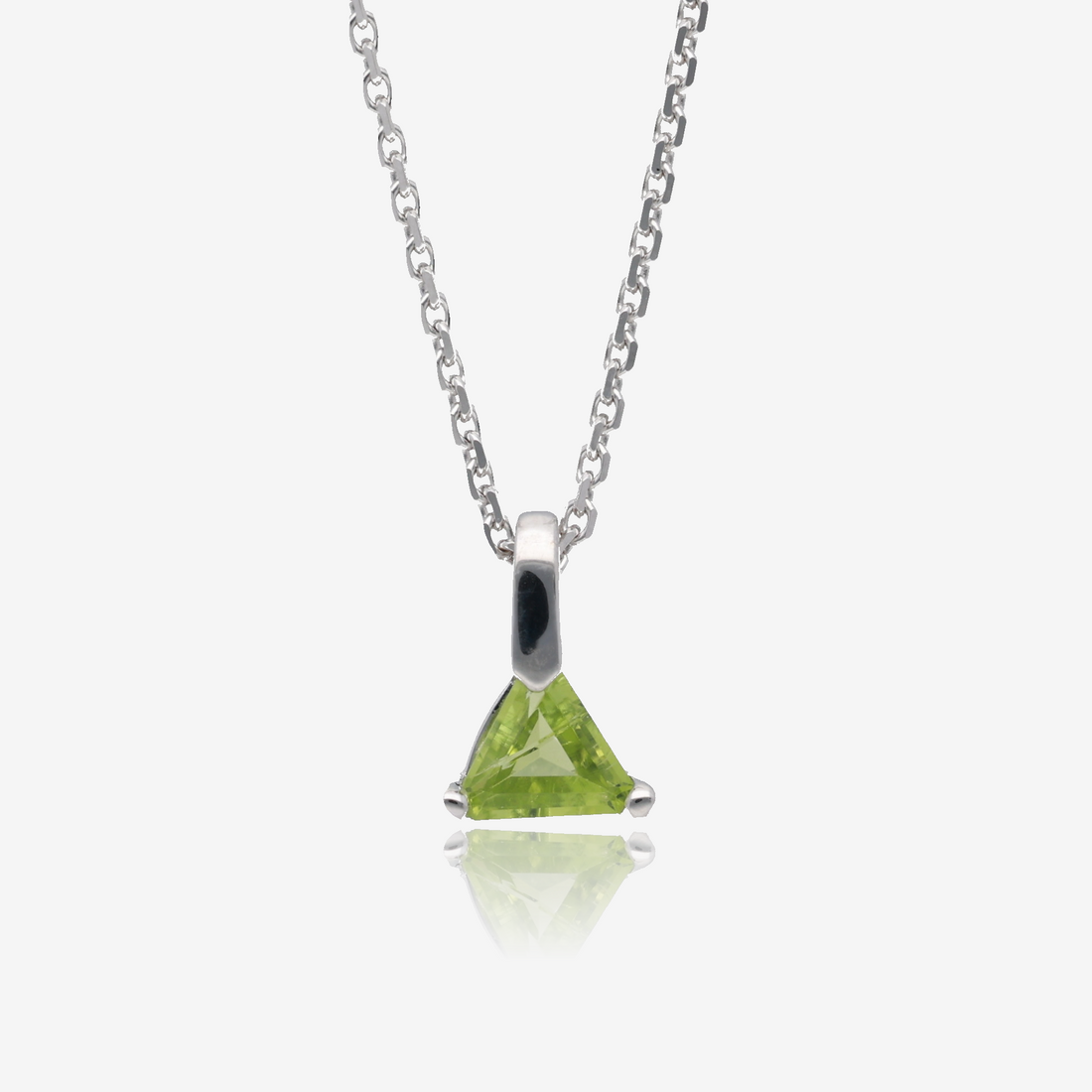 Triangle Peridot Pendant in Sterling Silver