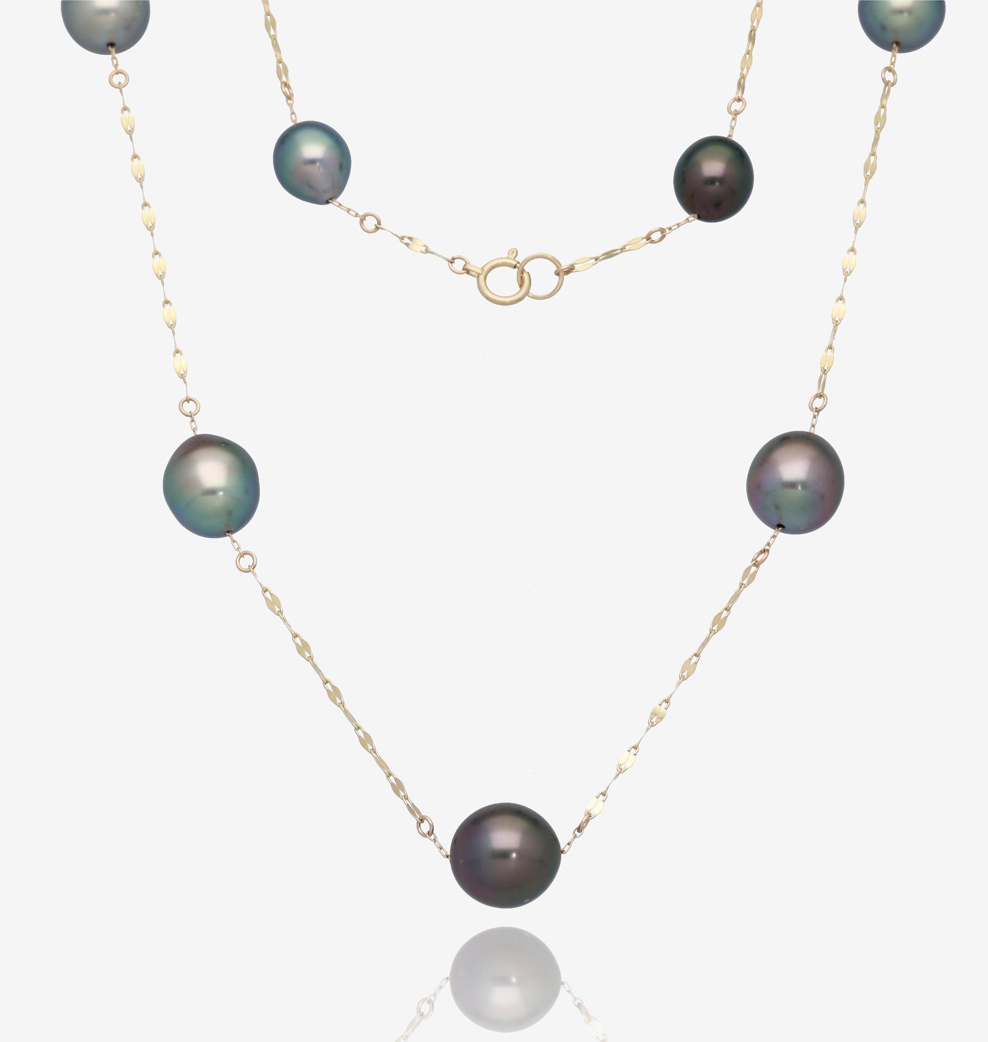 Yellow Gold Tahitian Pearl Necklace, Sun Meets Sea