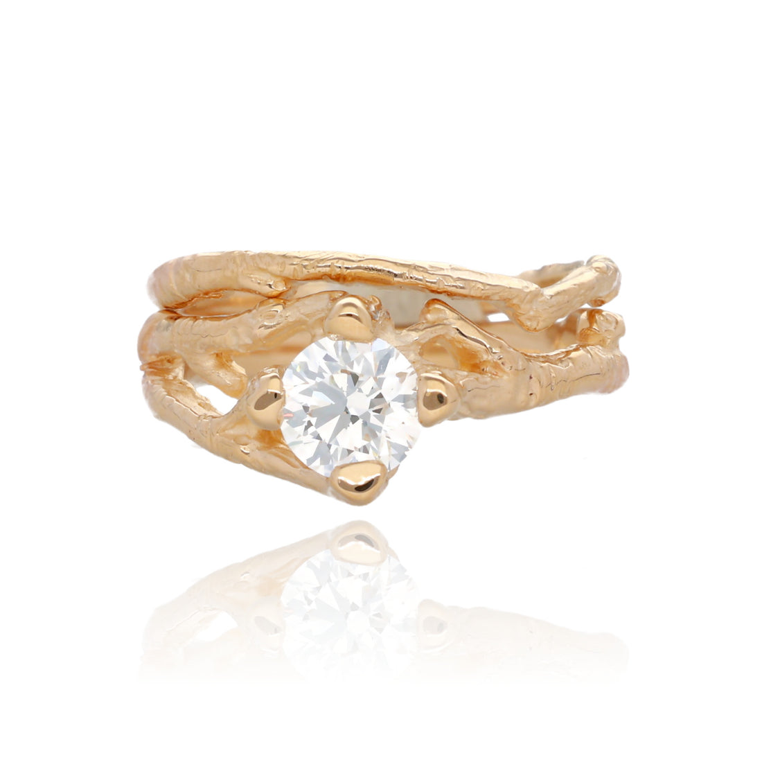 Birch Branch Diamond Yellow Gold Wedding Set