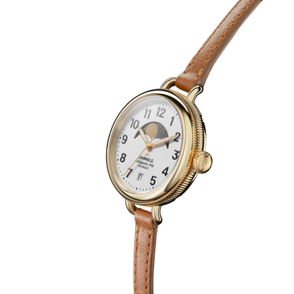 SHINOLA Ladies Birdy Moon Phase Watch Gold Tone