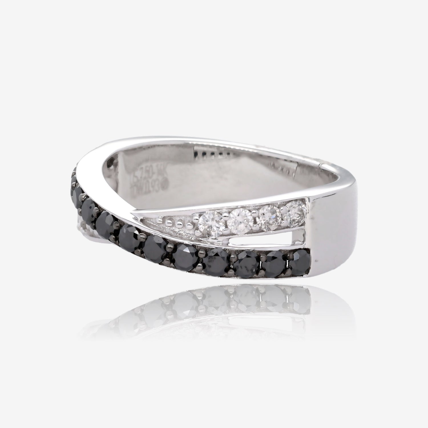 Midnight Twist Black and White Diamond 14K White Gold Ring