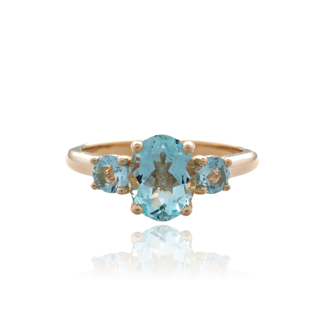 Classic Aquamarine 3 Stone Ring