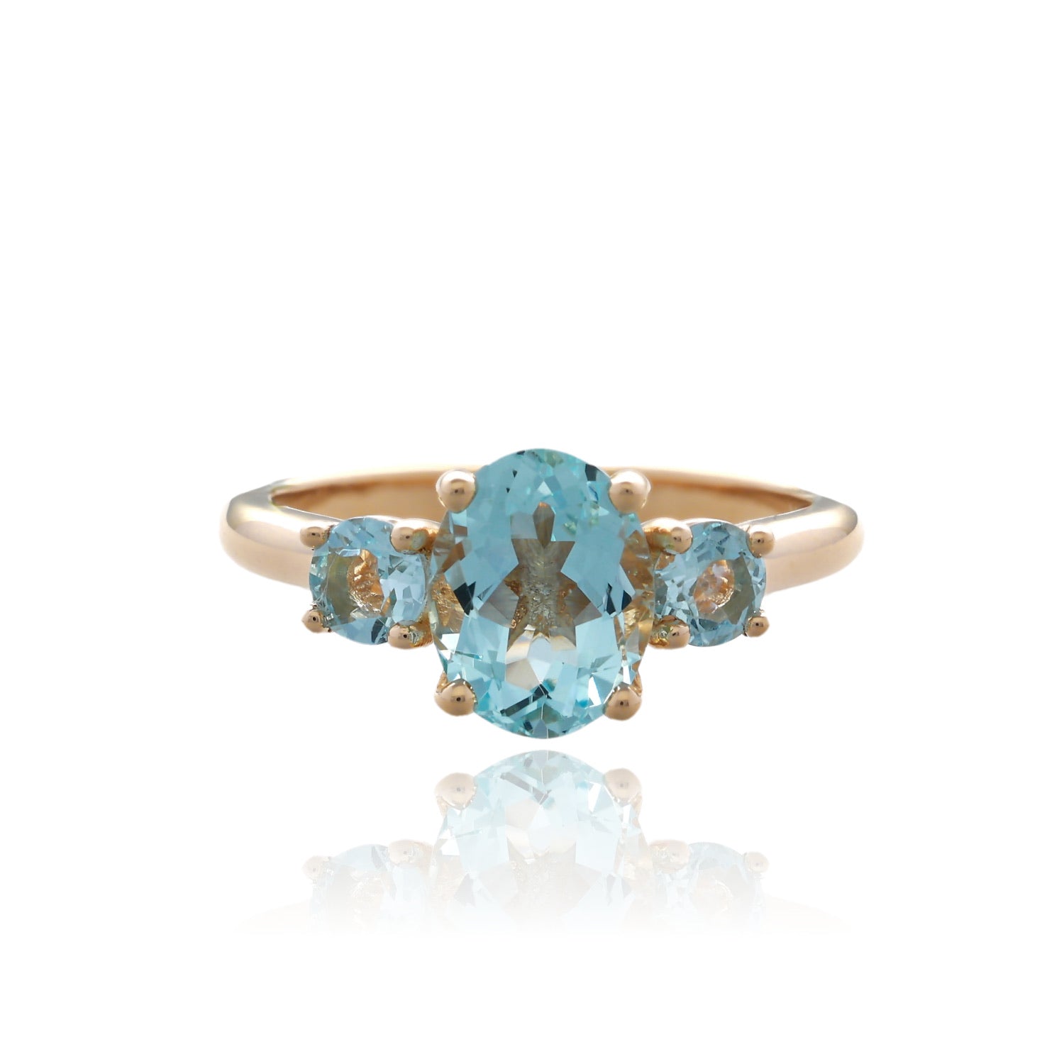 Classic Aquamarine 3 Stone Ring