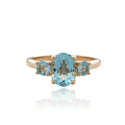 Classic Aquamarine 3 Stone Ring
