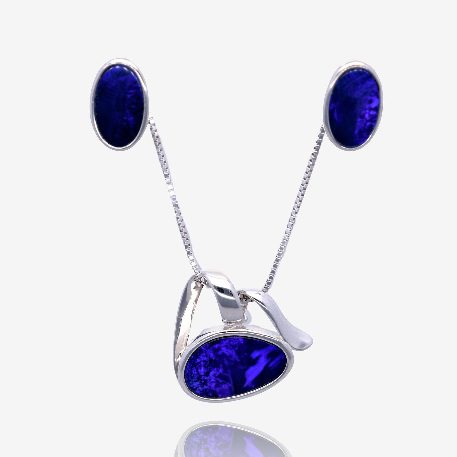 Northern Lights One of a Kind Opal Necklace and Earring Sets in Sterling Silver