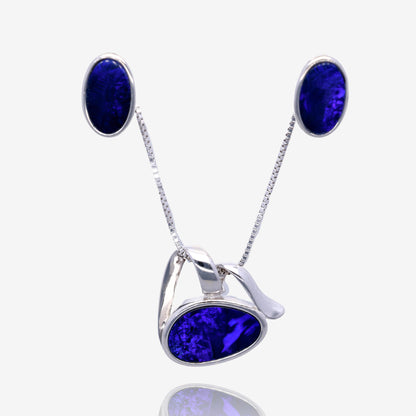 Northern Lights One of a Kind Opal Necklace and Earring Sets in Sterling Silver