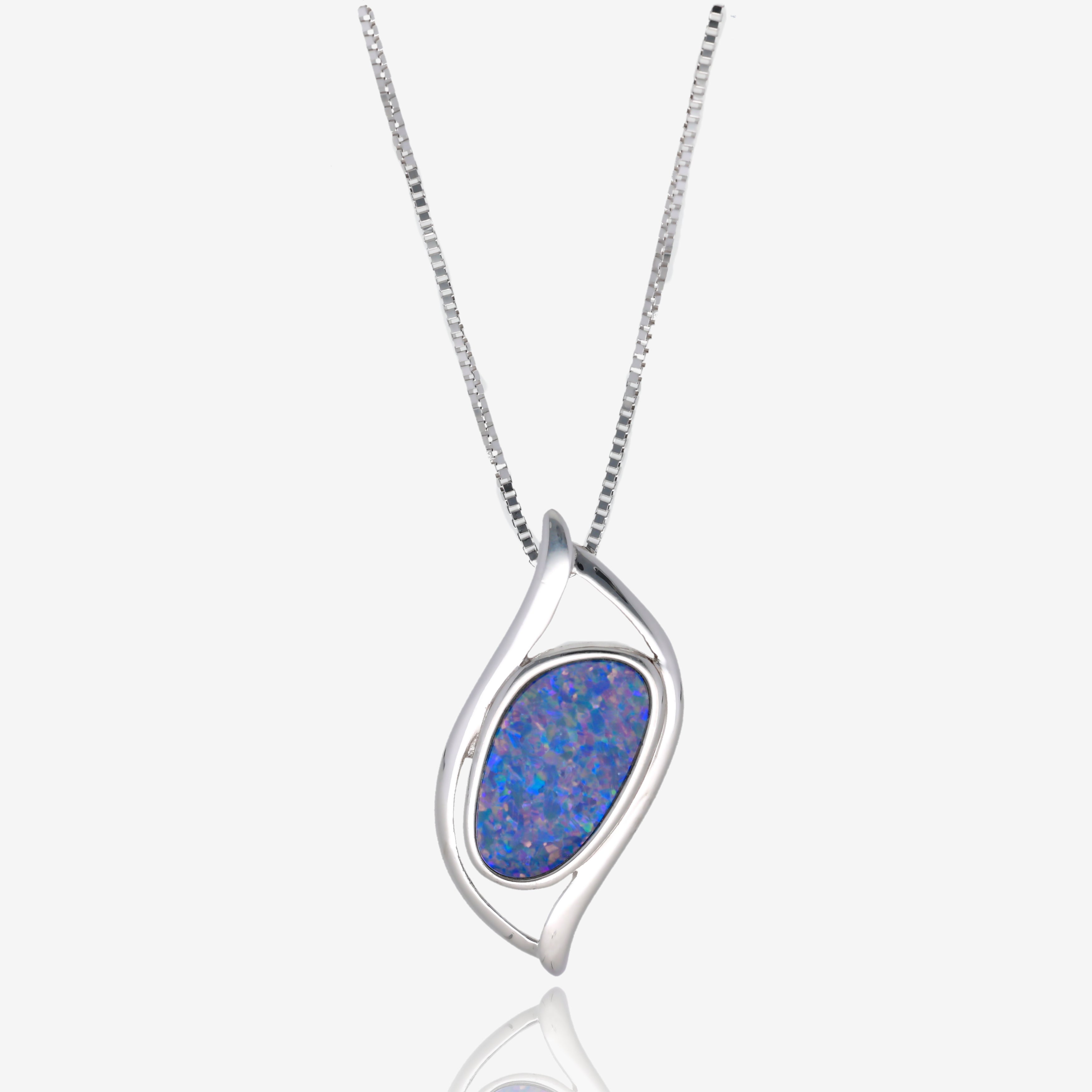 Northern Lights Wisp Opal Necklace in Sterling Silver