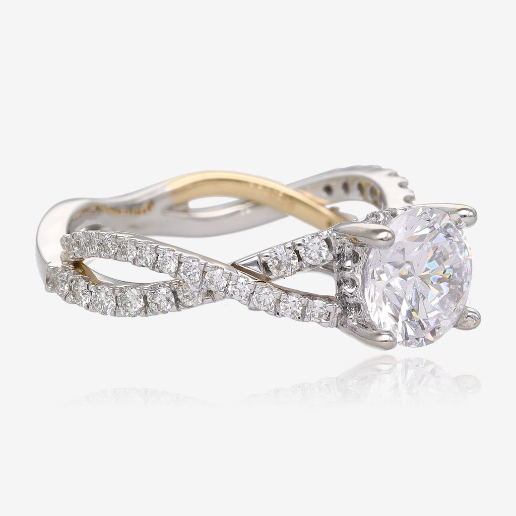 Two Tone Diamond Twist Bridal Semi-Mount Wedding Ring