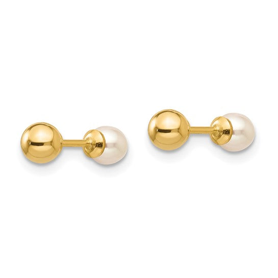 Reversible Gold Pearl Duo Screw Earrings