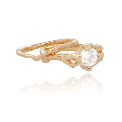 Birch Branch Diamond Yellow Gold Wedding Set