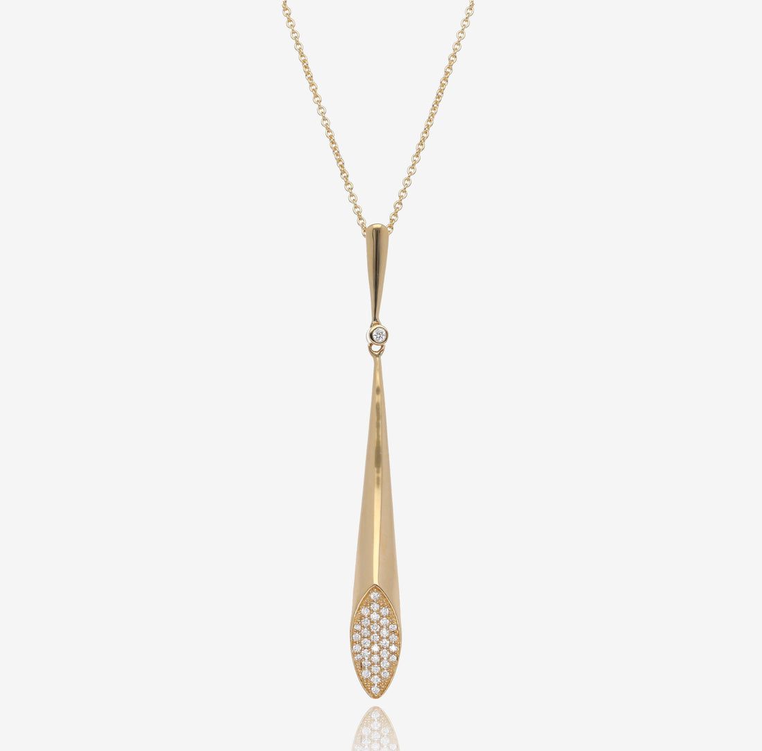 Bubbly Flute: 14K Yellow Gold Diamond Pendant