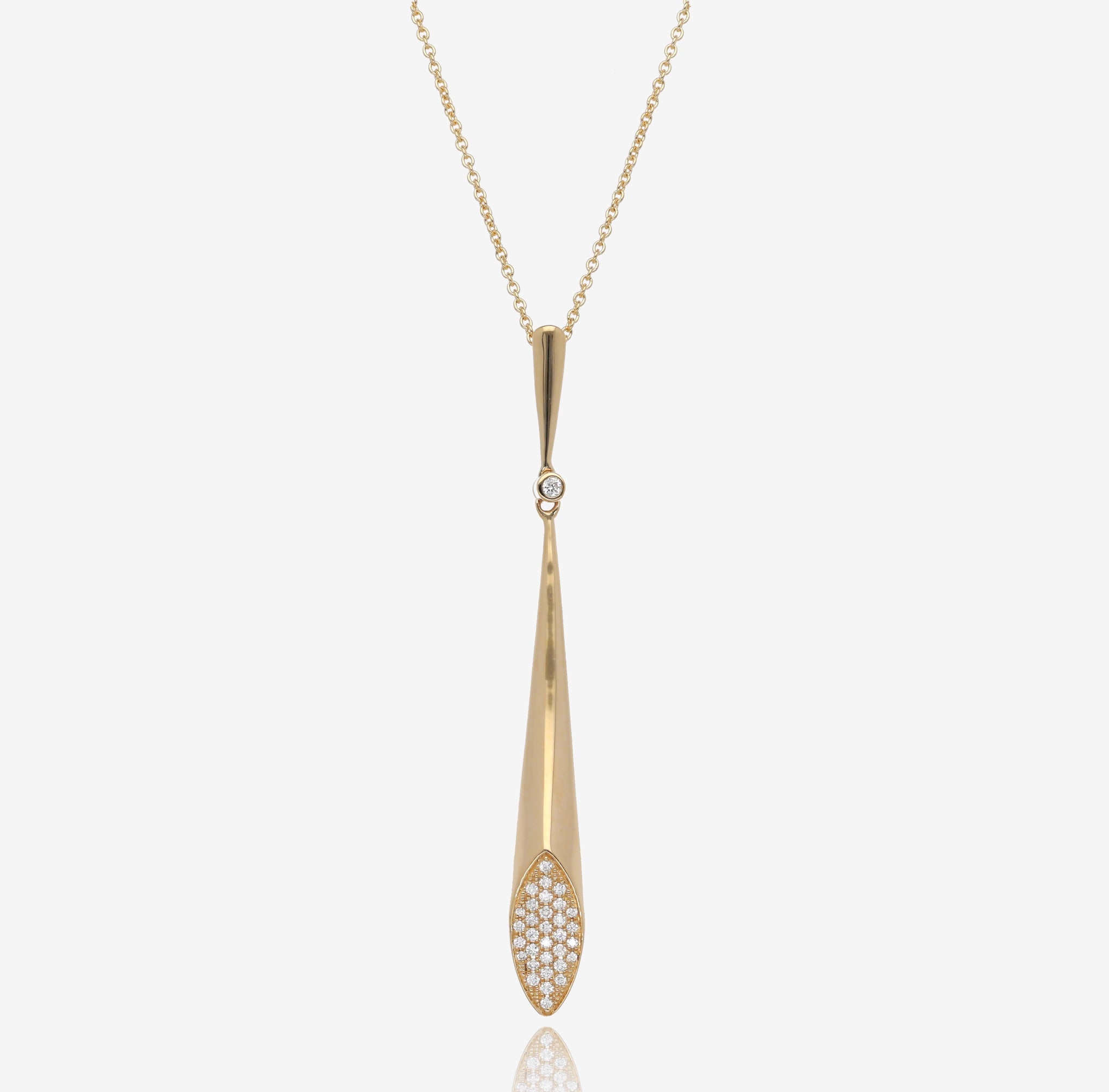 Bubbly Flute: 14K Yellow Gold Diamond Pendant