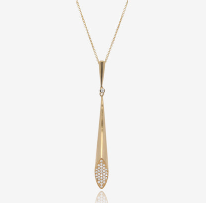 Bubbly Flute: 14K Yellow Gold Diamond Pendant
