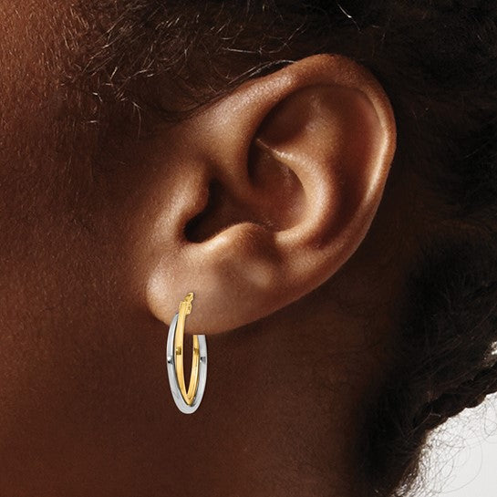 Two-tone Polished Overlapping Hoop Earrings