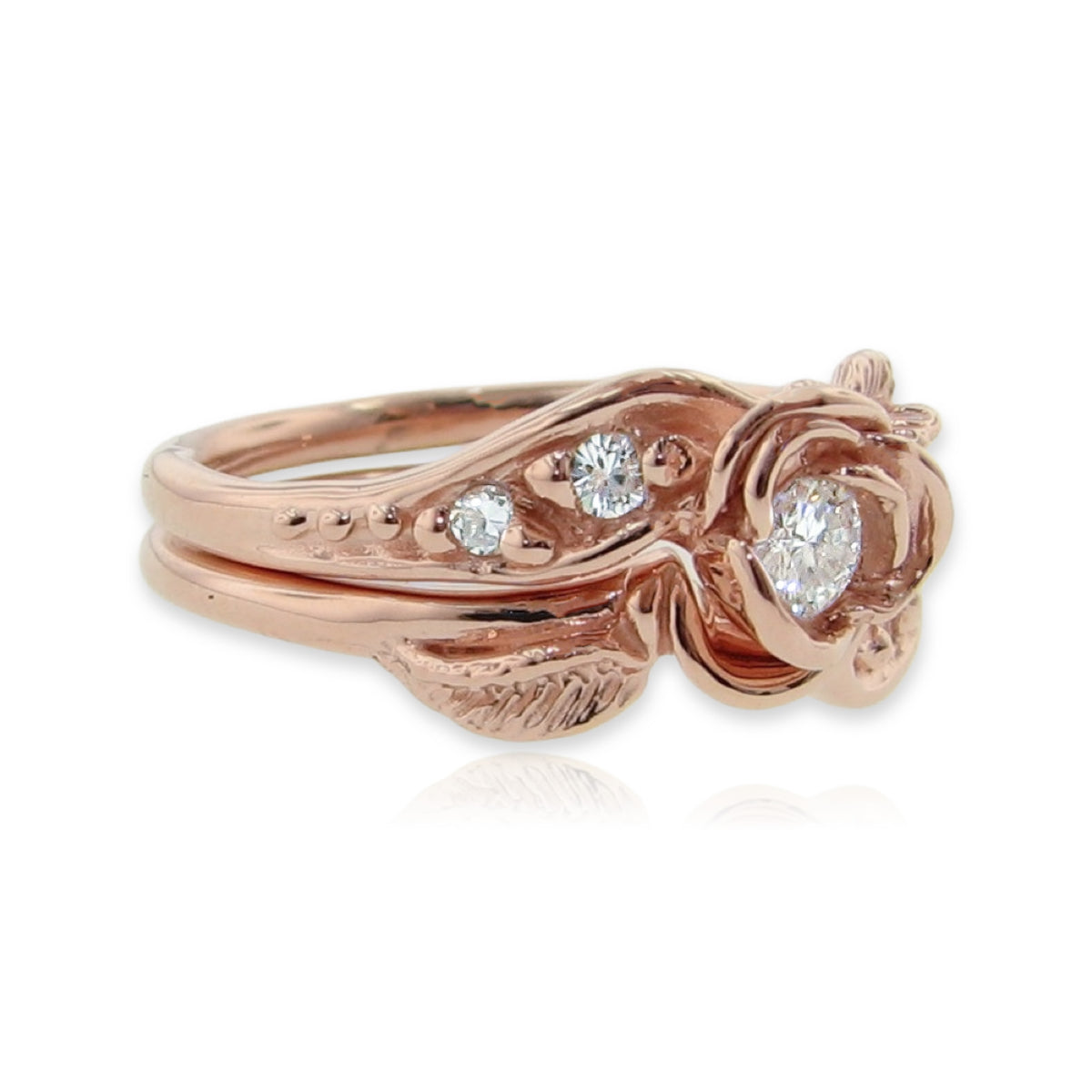Prize Tea Rose Wedding Ring Set Lab Diamond in Rose Gold – Wexford Jewelers Prize Tea Rose Wedding Ring Set Lab Diamond in Rose Gold – Wexford Jewelers