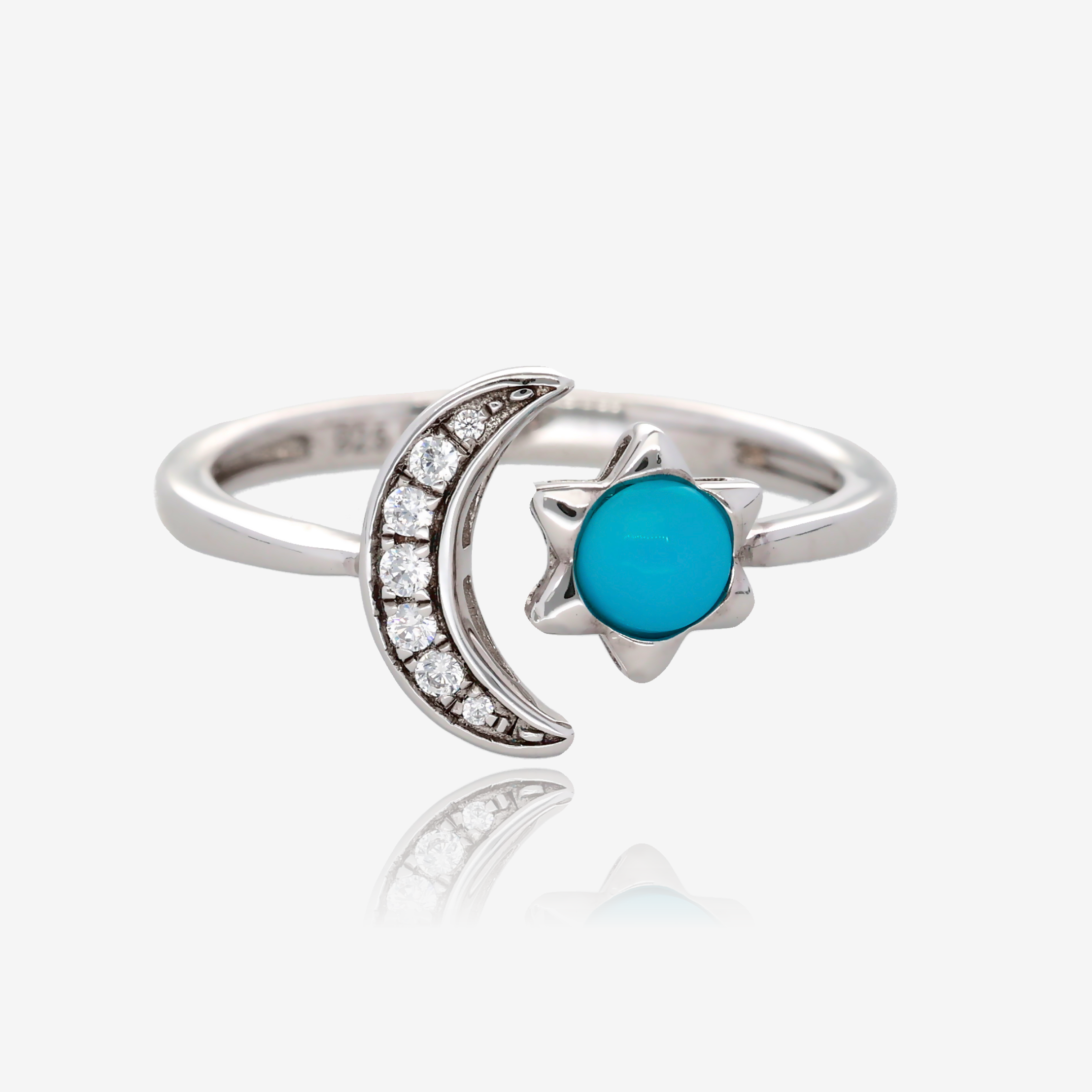 Turquoise Sun and Moon Ring in .925 Sterling Silver
