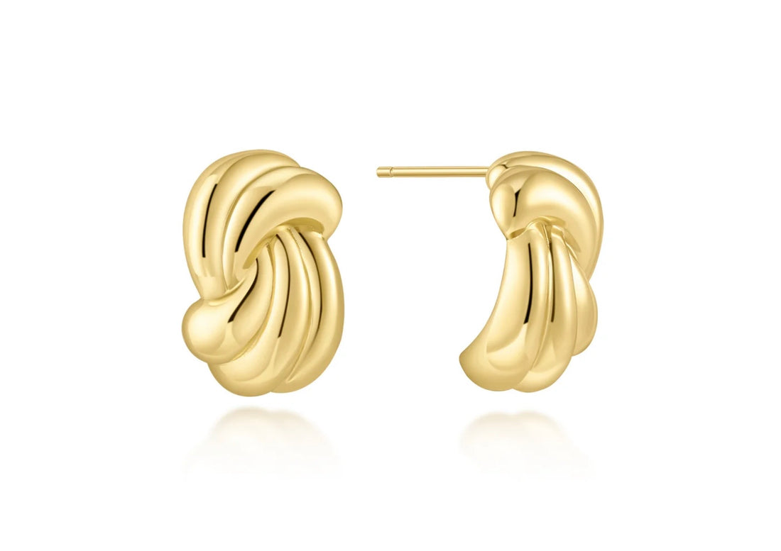 Yellow Ripple Twist Stud Earrings