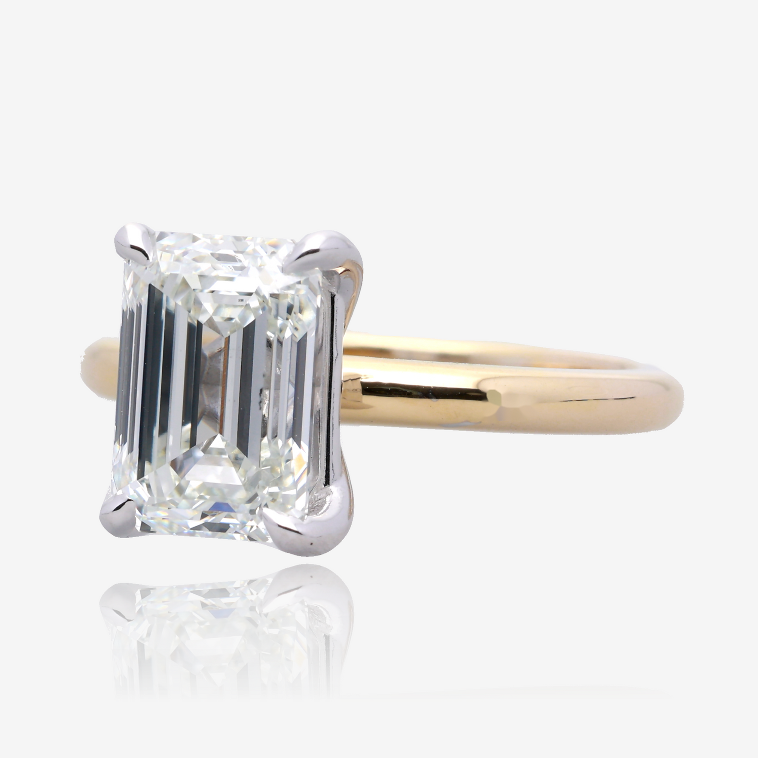 3ct Lab Grown Emerald Cut Diamond Solitaire 14K Yellow Gold