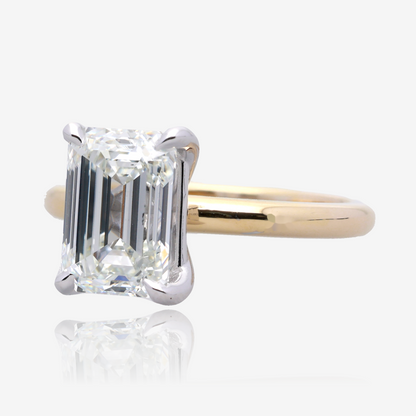 3ct Lab Grown Emerald Cut Diamond Solitaire 14K Yellow Gold