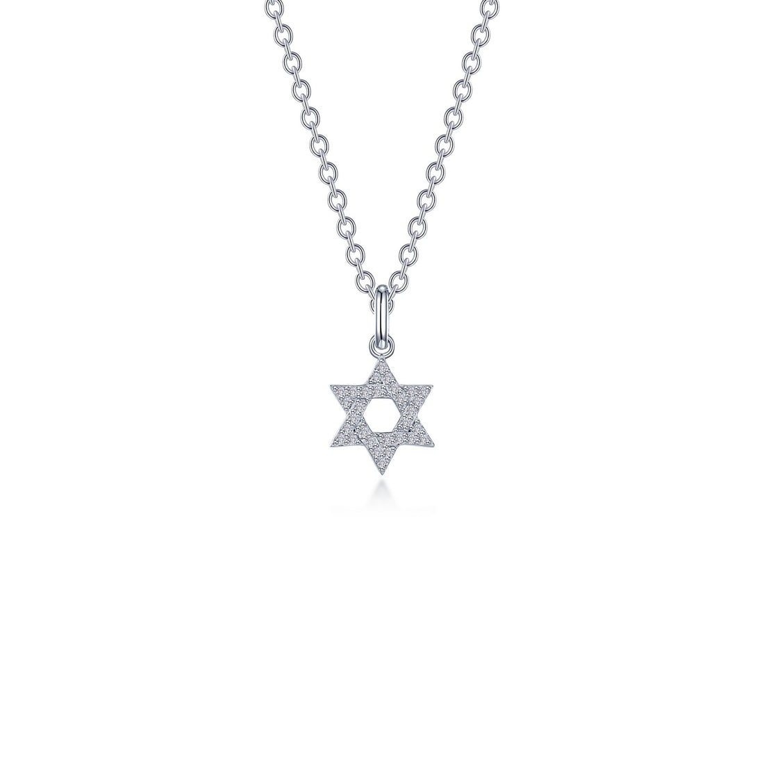 Silver Star of David Necklace .55 CTW