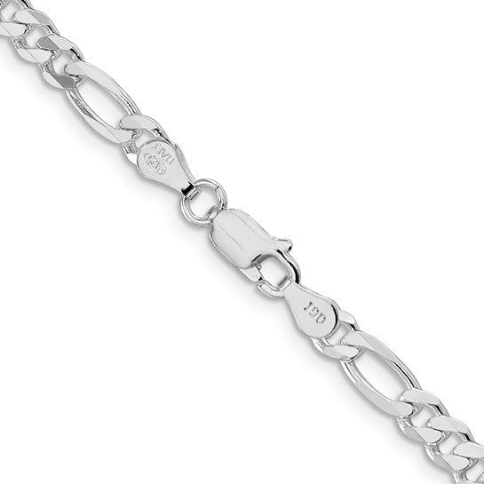 20&quot; Sterling Silver Rhodium-plated 4.5mm Figaro Chain