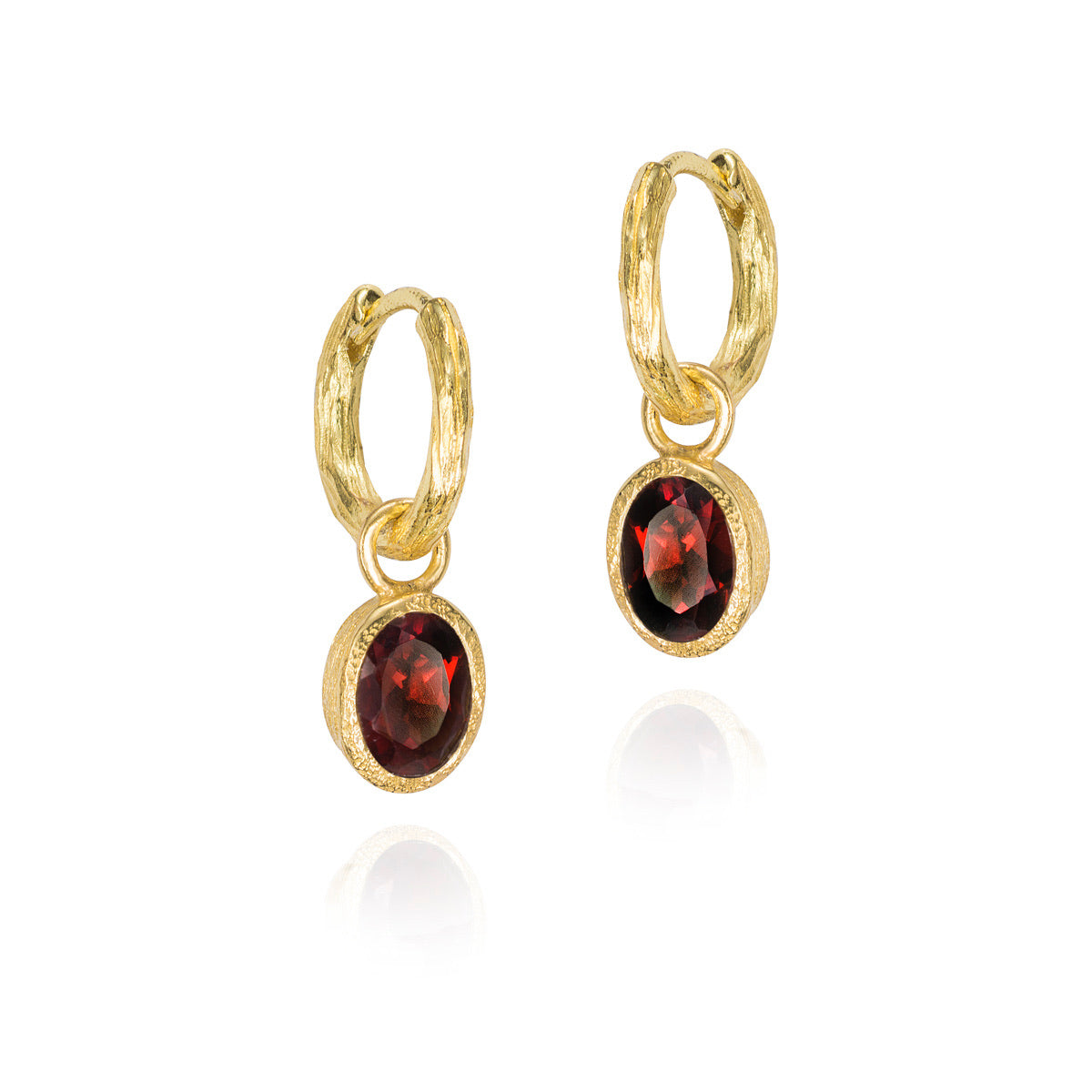Zen Organic Natural Oval Birthstone Hoop Earrings