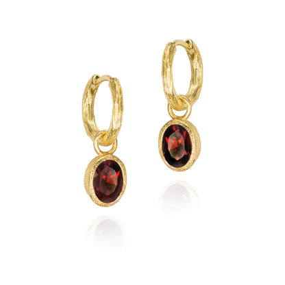 Zen Organic Natural Oval Birthstone Hoop Earrings