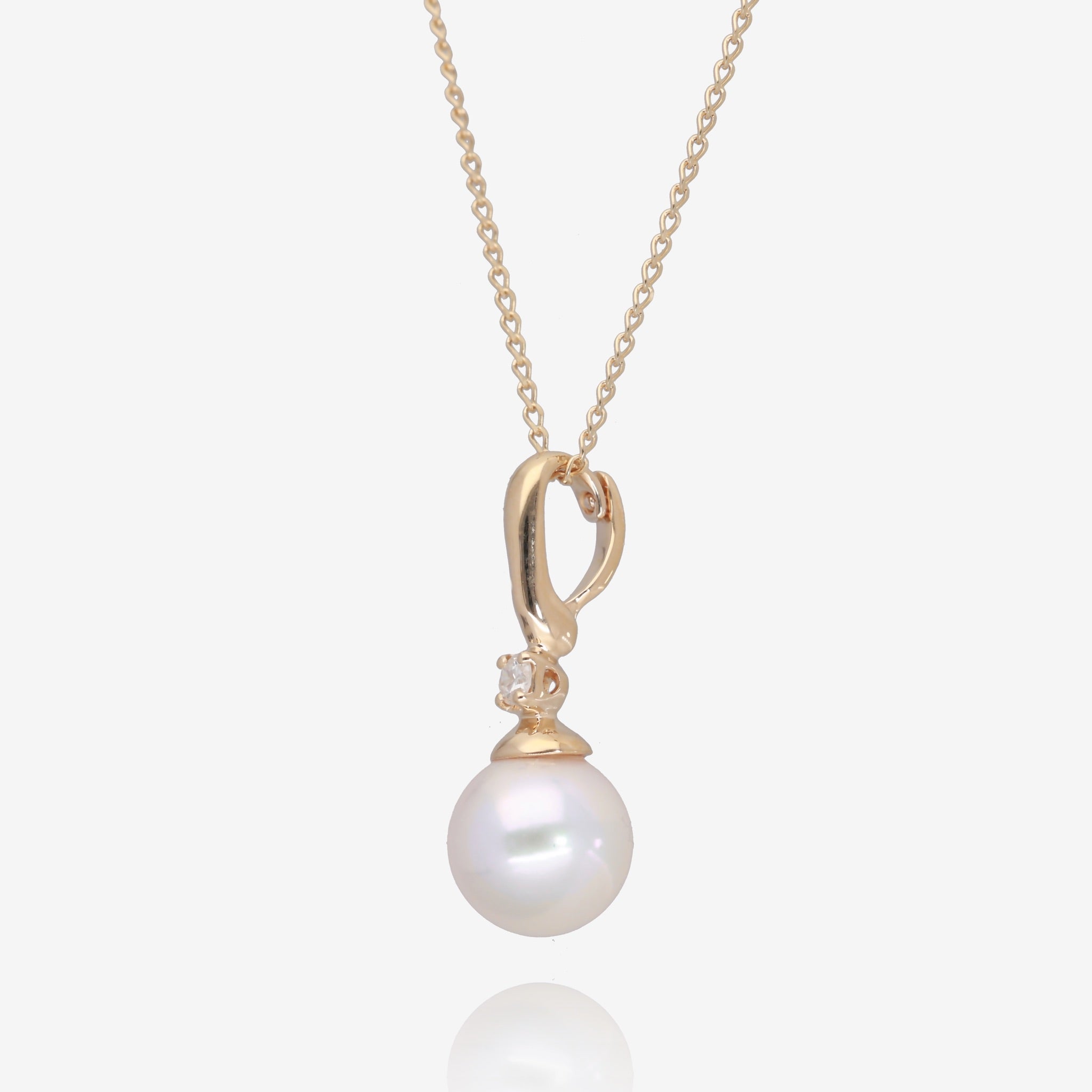 Celestial Shine: Akoya Pearl &amp; Diamond Accent Necklace
