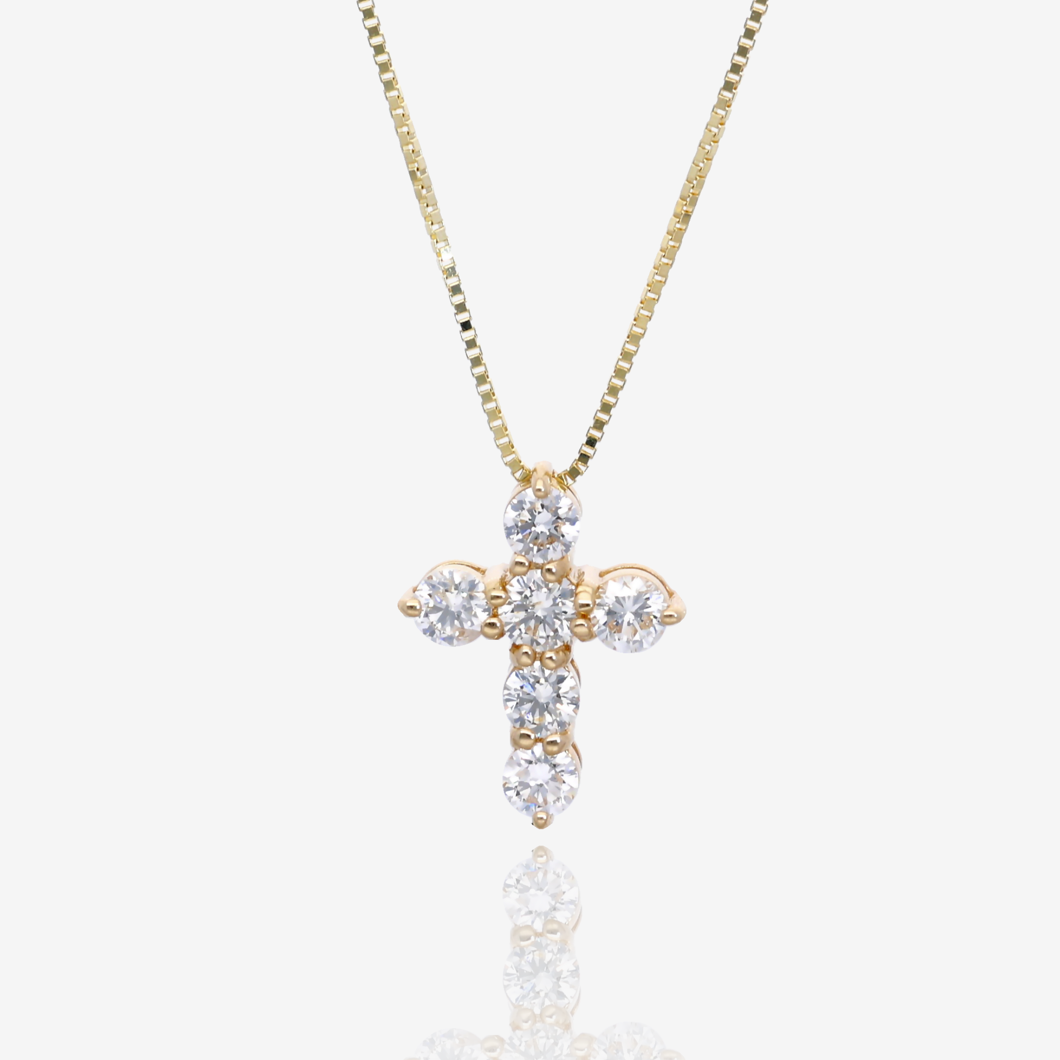 Enduring Grace Natural Diamond Cross Pendant in 14K Yellow Gold
