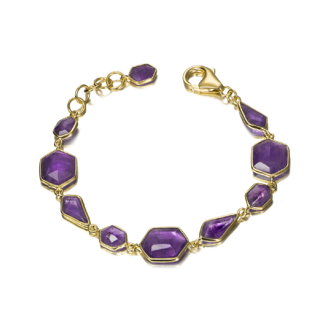 Geo Multi Amethyst Bezel Bracelet