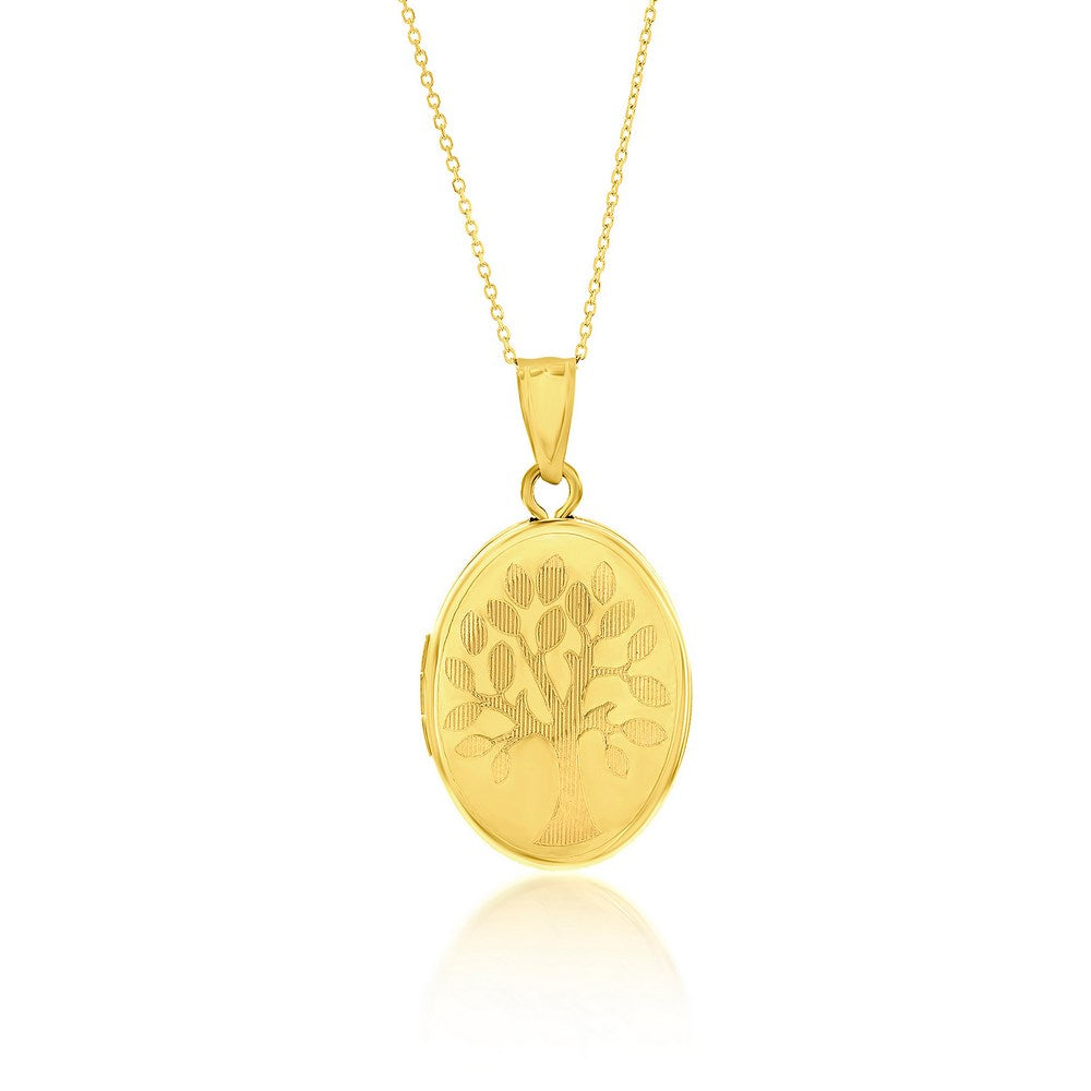 Tree of Life 16MM Oval Locket 14K Yellow Gold