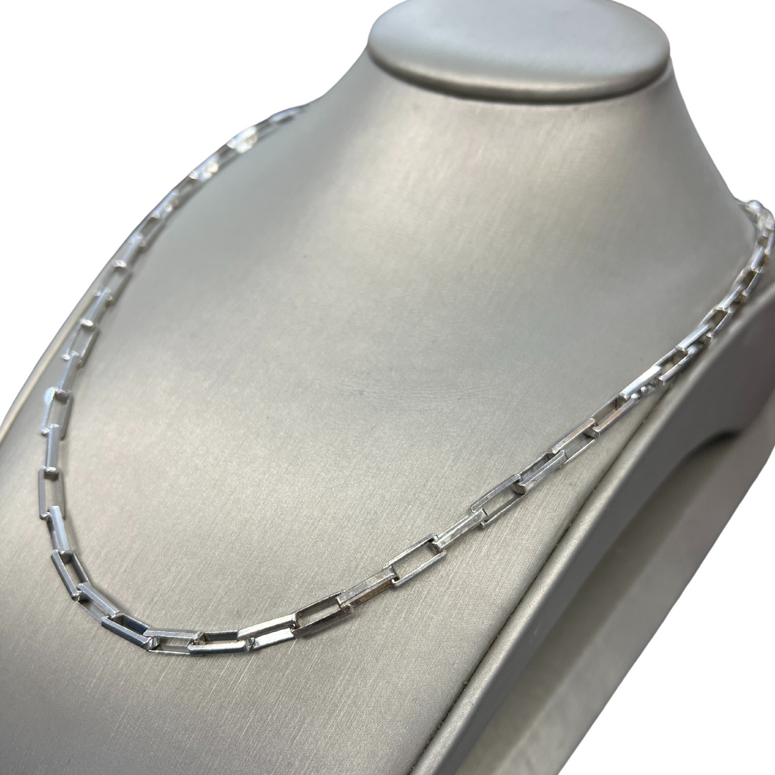 Rhodium-Plated Sterling Long Box Beveled 20&quot; Chain