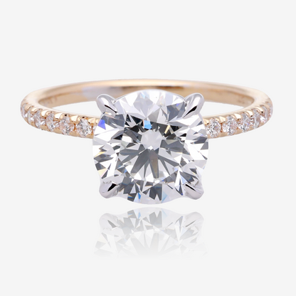 2.5ct Lab Grown Round Diamond Solitaire with Pavé Band 14K Yellow Gold