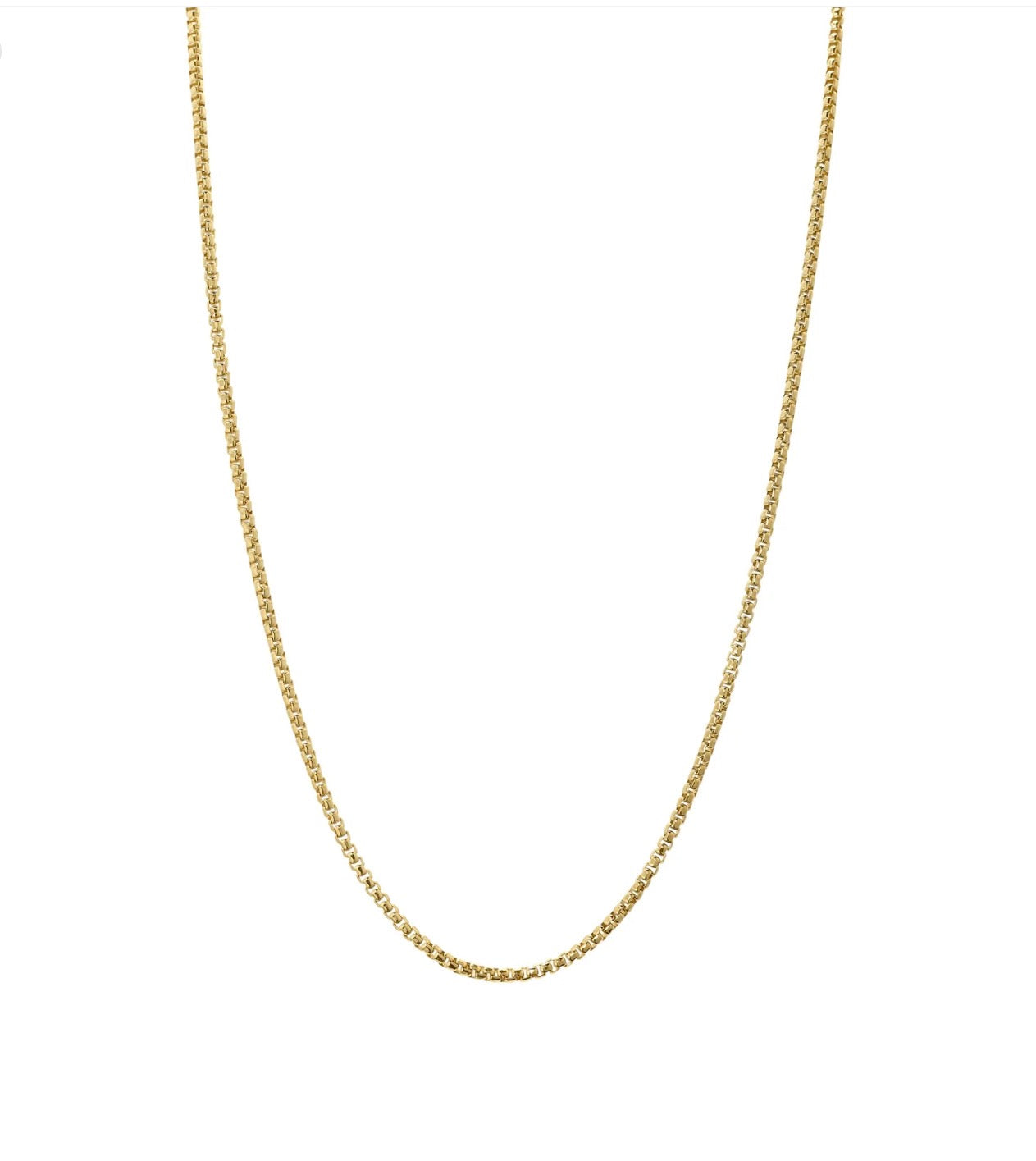Gold Tone Sterling Silver 1.4mm Rounded Box Chain 20”