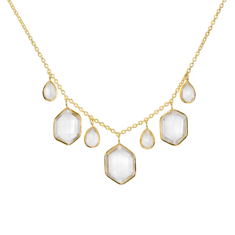 Geo Herkimer Dangle Bezel Quartz Necklace