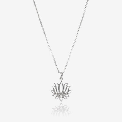 Petite Lotus Pendant in Silver