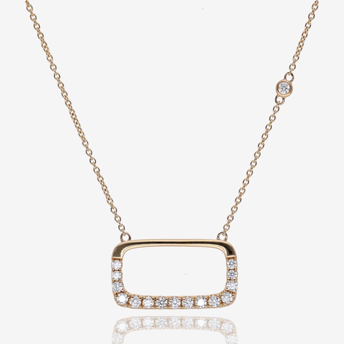 Soft Rectangle Diamond Necklace in 14K Yellow Gold