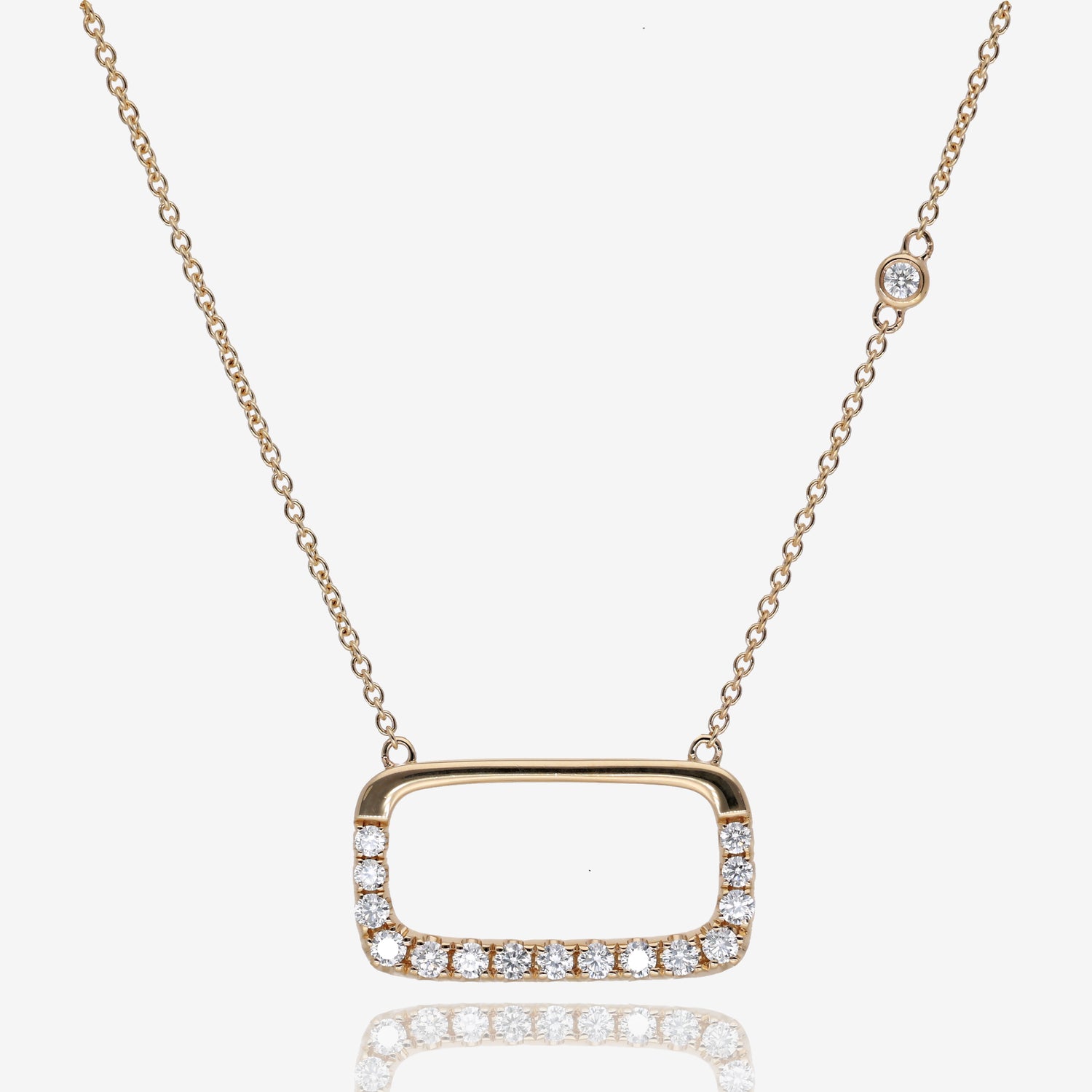 Soft Rectangle Diamond Necklace in 14K Yellow Gold