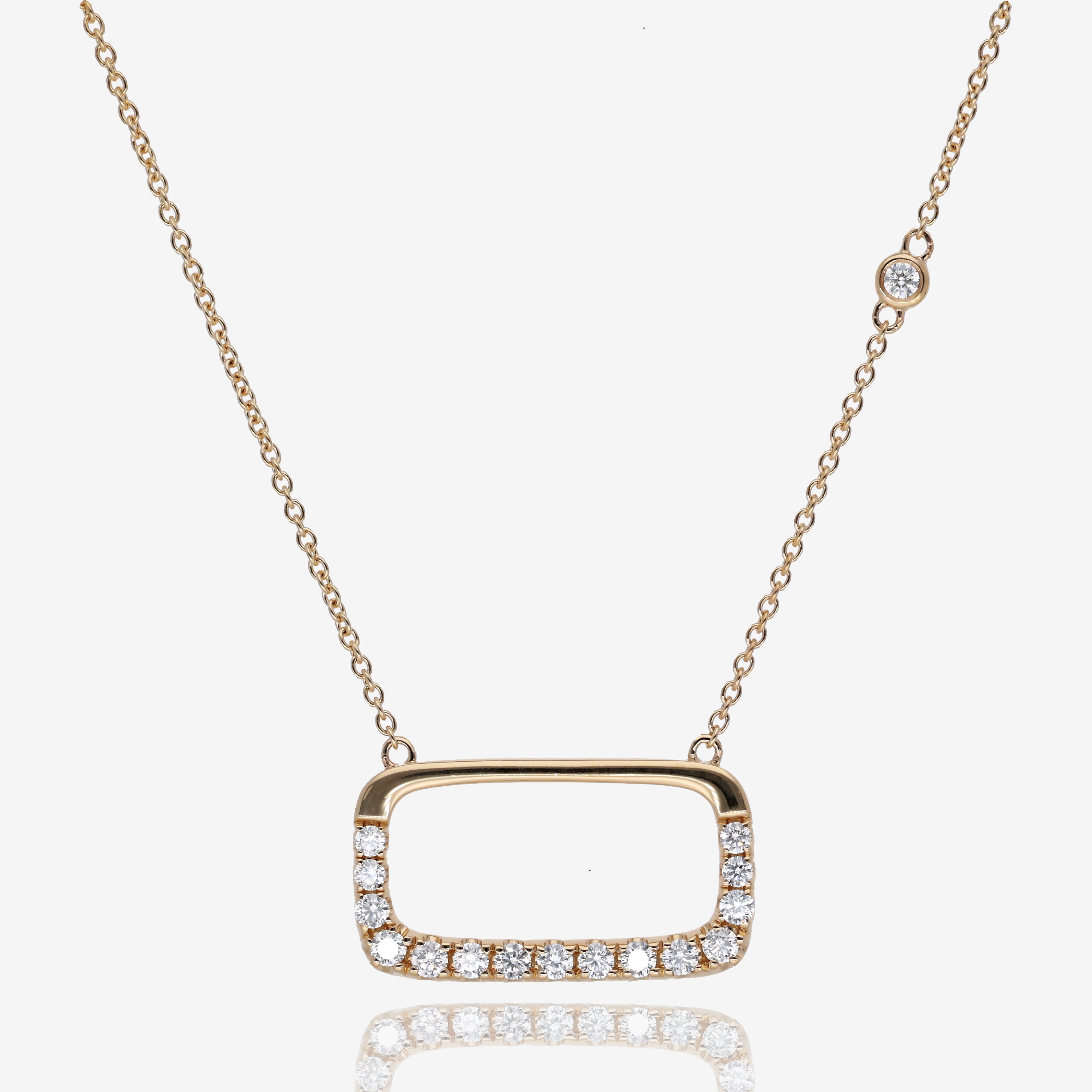 Soft Rectangle Diamond Necklace in 14K Yellow Gold