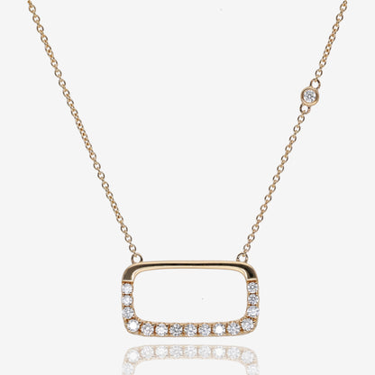 Soft Rectangle Diamond Necklace in 14K Yellow Gold