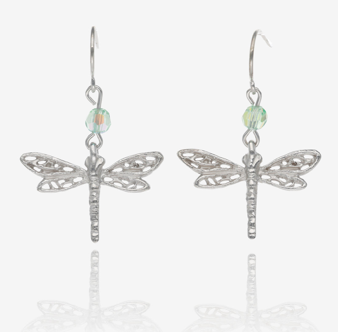 Dragonfly Daydreams Silver and Gem Earrings