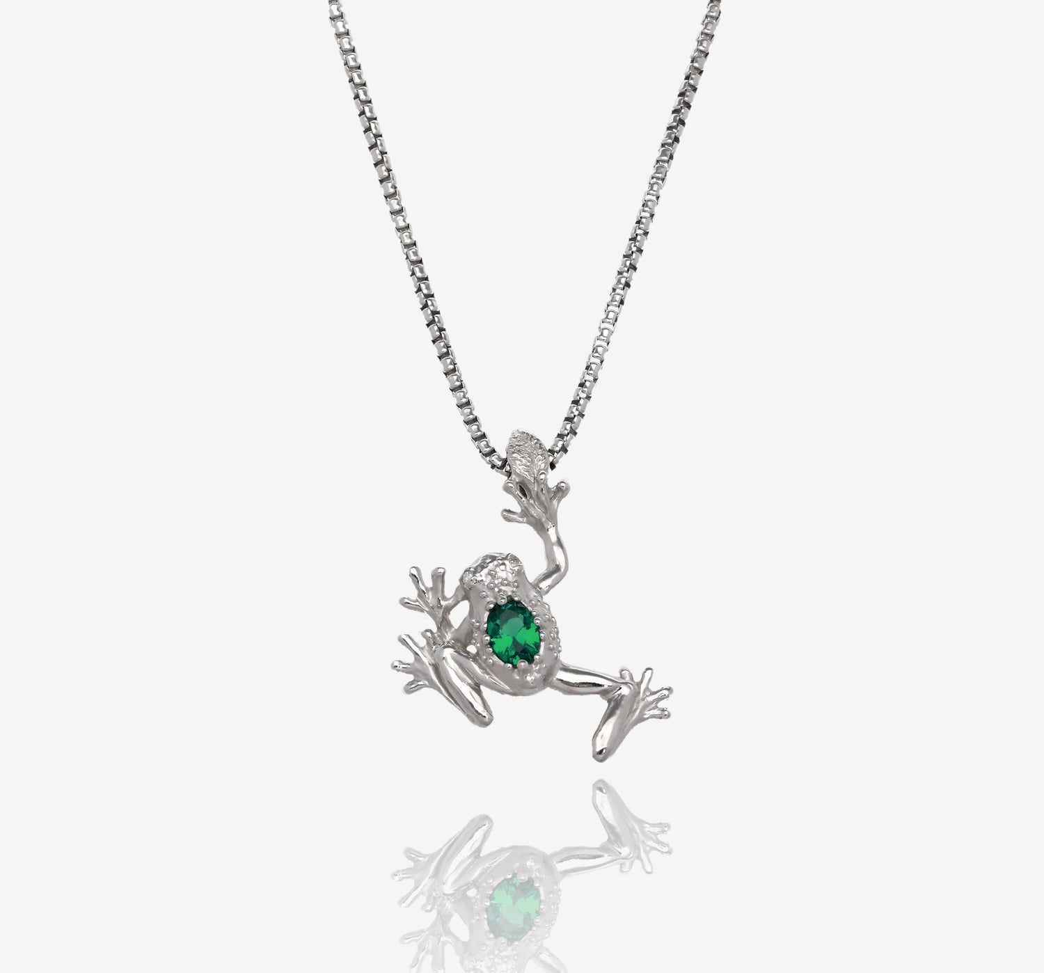 Hop on Over Frog Pendant with Emerald
